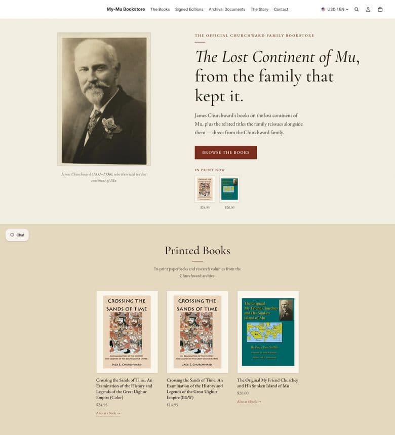 My-Mu Bookstore homepage after the rebuild, published live